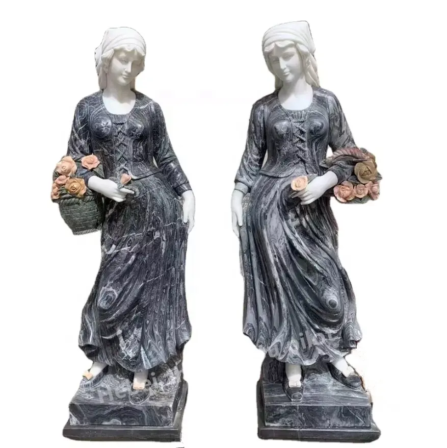 Натуральная садовая декоративная белая мраморная ручная резная Художественная Скульптура красочные западные каменные женские статуи