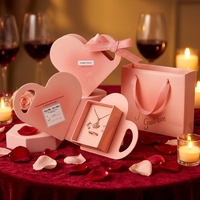 Boîte Cadeau Personnalisée pour Collier Cœur Rose avec Logo UV Estampé – Emballage Bijoux Saint-Valentin – Portable, Créatif, Premium
