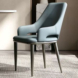 Silla de Diseño Minimalista, Tapizada en <span class=keywords><strong>Cuero</strong></span> PU Premium, Patas de Metal Negro para Hogar, Restaurante, Cafetería - Product Image 6