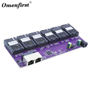 Công Tắc POE 6 Cổng RJ45 2 Sợi Quang 100M 6 SC 1310 1550 3KM 20KM Bảng Mạch PCBA Đa Quang - Product Image 4