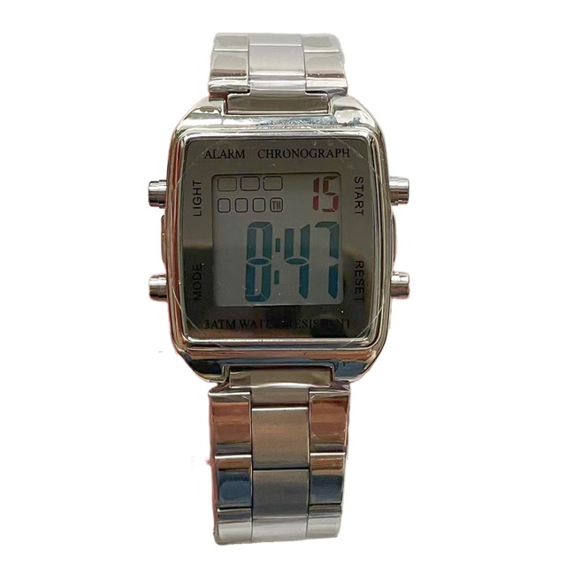Men's Led Watch Multi-function Trendy Easy Read Dial Square Wrist Watches Alarm Chronograph Waterproof Luminous Wristwatch