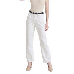 OEM ODM Jeans pour <span class=keywords><strong>femme</strong></span> en mélange de coton, coupe large, taille haute, ample, avec braguette zippée, en denim plat respirant, style <span class=keywords><strong>tendance</strong></span> 'Banana', Printemps-Été - Product Image 1