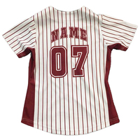 Camiseta de Béisbol y Sóftbol de Talla Única, Unisex, de Secado Rápido, con Rayas Rojas, de Algodón/Poliéster, para Niños y Niñas