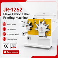 Imprimante d'étiquettes textiles flexo automatique 8 couleurs JR-1262 pour rubans en nylon et satin, machine d'impression d'étiquettes de lavage pour vêtements