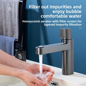 Rubinetto per <span class=keywords><strong>lavabo</strong></span> in rame stile europeo, colore grigio canna di fucile, monocomando, a colonna, per hotel e uso domestico, per <span class=keywords><strong>lavabo</strong></span> sottopiano - Product Image 3