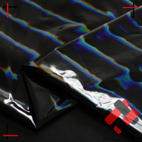 Vente entière arc-en-ciel coloré noir hologramme PU tissu polyester enduit pour veste en duvet imperméable