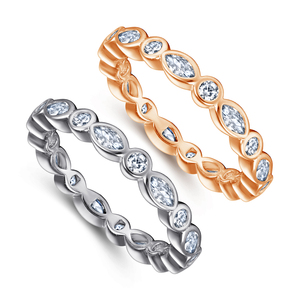 Factory Direct Sale Custom Design 925 Sterling <b>Silver</b> Rhodium Plated / Rose Gold Plated 3A CZ Full Eternity Band Wedding <b>Ring</b> - Product Image 1
