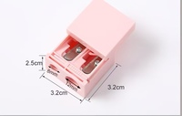 Taille-crayon double trou carré rose et noir pour maquillage, outil portable d'application de maquillage, taille-crayon premium pour crayon à sourcils