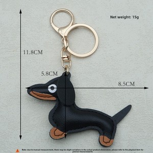 Llavero colgante de moda para mujer de oficina, con diseño de <span class=keywords><strong>mini</strong></span> Dachshund, bonito cachorro de piel sintética, cadena de hierro para coche, para bolsos de niñas, en stock - Product Image 4