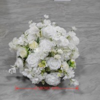 DKB Fabricant Grossiste Décoration Florale de Mariage Boule Florale 50cm Rose en Soie Blanche et Beige Centre de Table Ornement