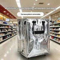 Sac de courses robuste et imperméable, doublure épaisse tissée pour chariot à linge avec poignées pour l'épicerie, le marché et le transport