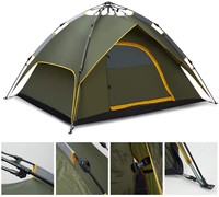 Tente de camping automatique portable OEM, couleur personnalisée, installation facile en 1 minute, imperméable, double couche, fibre de verre, pour 2 personnes, glamping