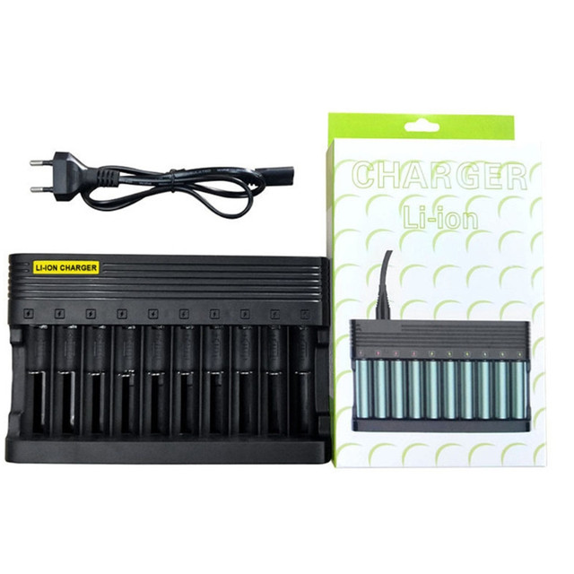 Cheap Price Universal  Rechargeable Li Ion Battery Chargers Lithium Li-ion Batteries Charger 18650 10 Slots Battery Charger
