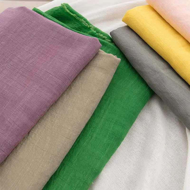 Wholesale Vintage Style Viscose Cotton Slub Crepe Scarf Fabric