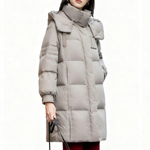 Veste en duvet d'oie à capuche palangre imperméable élégante pour femmes avec coquille en polyester-hiver nouveauté veste en duvet pour femmes - Product Image 2