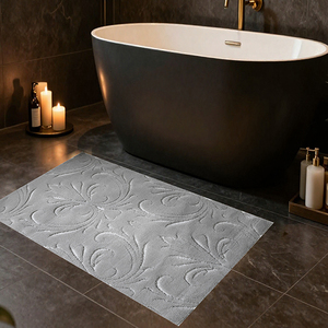 Salvor <b>Light</b> Grey 60*100cm Recycled Cotton Jacquard <b>Bath</b> Rug & Shower Mats Custom Production Made in Turkey OEM SERVICE - Product Image 1
