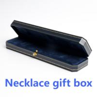 Caja Rígida Larga para Collares, Personalizada, Ecológica, Reciclable, de Lujo, Color Azul Marino, Tipo Piel Sintética, con Cierre Magnético para Joyería