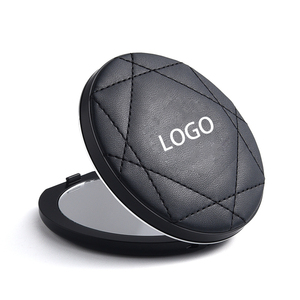 Customizable Personalized Luxury Mini Round Black Other Material <b>Double</b> <b>Sided</b> Cosmetic Pocket <b>Mirror</b> Purse - Product Image 2