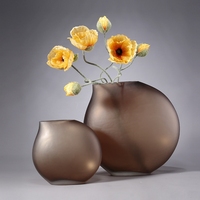 Nordic Hotel Decoration Grey Brown Frosted <strong>Flowers</strong> Round <strong>Glass</strong> Tabletop Vases <strong>Best</strong> <strong>Selling</strong> <strong>Glass</strong> Vases Suppliers