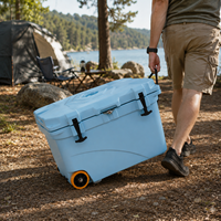 Glacière tout-terrain 45QT à roulettes avec haut-parleur étanche intégré pour la pêche tactique, le kayak, et coffre lumineux en LLDPE rotomoulé