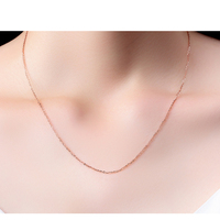 Cadena de Oro Sólido de 18K y 14K, Eslabones de Cable, Oro Amarillo, Rosa y Blanco, Joyería para Mujer