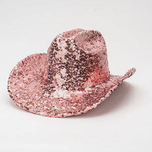 Nuevo Diseño Sombrero <span class=keywords><strong>Vaquero</strong></span> de Lentejuelas Brillantes para Mujer con Ala Curva para Fiesta Musical, Festival, Discoteca, Actuación, Gorra de Jazz de Moda para Hombre - Product Image 3