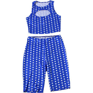 Viviblook Z319ST03 Women Summer <b>Set</b> New Streetwear Polka Dot Print Sexy Low Cut Tight Top Shorts Two Piece <b>Set</b> - Product Image 5