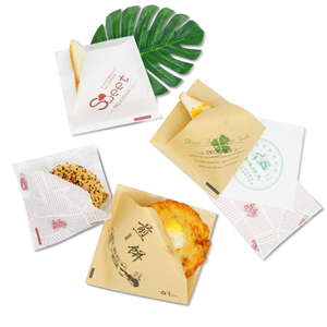 Custom Printed Double Open Pocket Oilproof GreaseProof Bread Waffle Burger Sandwich <strong>Donuts</strong> L-shape Triangle Shaped Paper <strong>Bag</strong> - Product Image 2