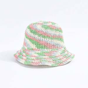 Chapeau de paille coloré tie-dye pour femme, idéal pour les vacances, tressé ajouré, protection solaire décontractée pour la plage - Product Image 6