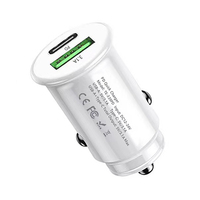 Chargeur de voiture mini 15W avec adaptateur de prise de type C, charge rapide 3.1A, PD USB C, adaptateur QC3.0, double port type C
