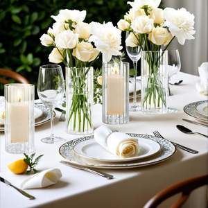 Vase de table moderne en verre transparent fait main, multi-tailles, pour ornements de bureau et décoration d'anniversaire - Product Image 3