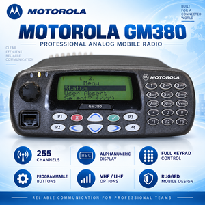 Motorola GM380 GM360 CDM1550 Analog Mobile Radio VHF UHF Display MHz Mobile Two Way Radio for Business Fleet Transport Team - Product Image 1