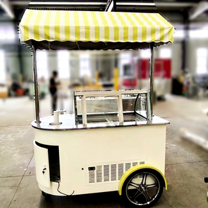 Ice Cream Cart With Soft Serve Machine 2 Wheel Stainless Steel Body Insulated Compartments Outdoor Use - Product Image 1