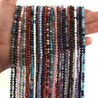 Vente en gros de perles en pierre naturelle facettées de 2 mm, 3 mm, 4 mm, pierres précieuses, quartz rose, citrine, perles de diamant pour la fabrication de bijoux en DIY