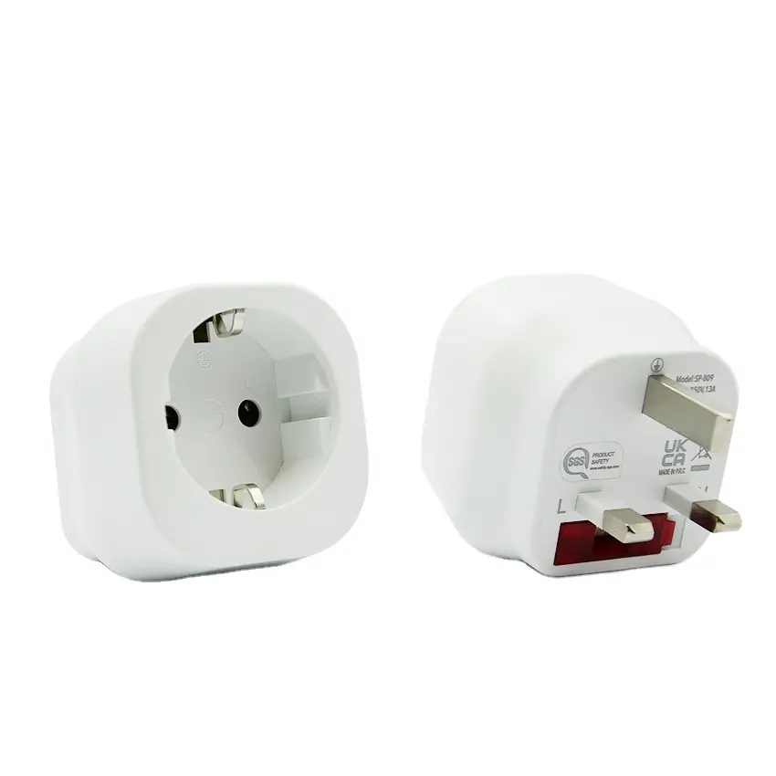 LEISHEN SP-809 self-locking EU socket to UK plug travel adapter converter