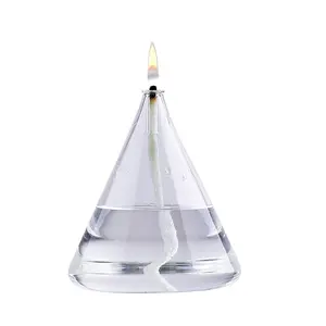 Cone Start Square Shape Glass Decorative Oil Lamp Glass Oil Candle Lamp with Wicks