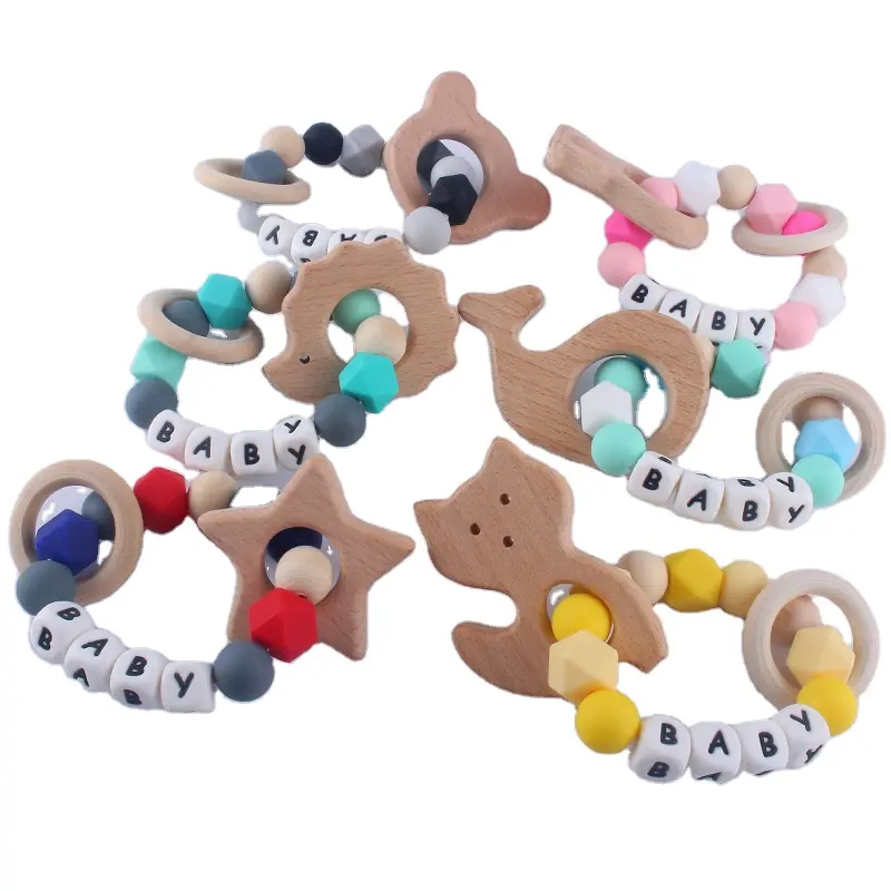 Youngs 2022 New Design Baby Teething Gift Milestone Rattle Teether Bracelet For Infant