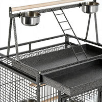 Grande cage à perroquets avec plateau de jeu, volière, cage à oiseaux en fer forgé avec support roulant et zone de jeu sur le dessus