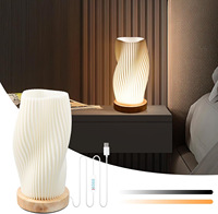 Lámpara de Mesa con Florero LED Impreso en 3D, Luz Cálida Recargable, Luz Nocturna Decorativa para Dormitorio, Sala de Estar, Decoración de Escritorio