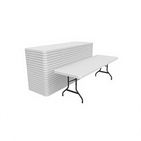 Table de marché extérieure moderne et minimaliste, résistante à l'huile, durable, pliable, en plastique HDPE blanc, design rectangulaire, directement de l'usine
