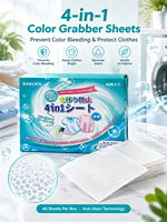 Feuilles de lavage 4-en-1 anti-transfert de couleur, détachantes et protectrices pour linge