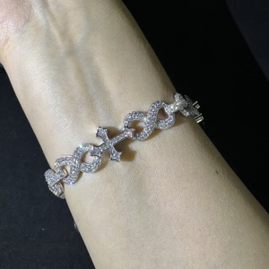 925 Sterling Silver VVS Lab Grown Diamond <b>Infinity</b> Link <b>Bracelet</b> For Men 13MM - Product Image 5
