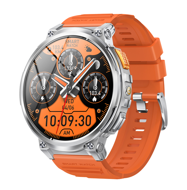K66 Outdoor Sports Smartwatch 1.85-inch IPS Full Circle Screen 128 Large Memory Flashlight Health Monitoring Outdoor Smart Watch