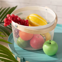 Petit panier circulaire avec poignée en bois ou en bambou