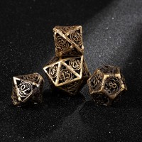 Ensemble de 7 dés polyédriques en métal filigrané bronze de 19 mm pour jeux de rôle sur table Dungeons & Dragons