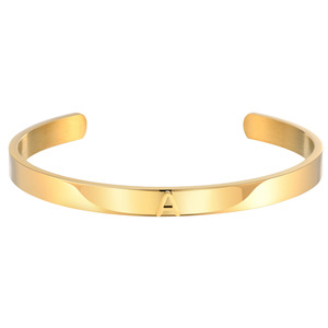 26 Letter Initial Gold PVD Stainless Steel Open Cuff <b>Bangle</b> Bracelet Personalized Alphabet <b>Engraved</b>, Waterproof & Hypoallergenic - Product Image 5
