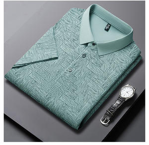 قميص بولو رجالي كاجوال للأعمال بياقة صلبة، مصنوع من البوليستر والسباندكس عالي المرونة، قميص تي شيرت قصير الأكمام منسوج وقابل للتنفس - Product Image 6