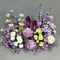 Décoration de centre de table en forme de candélabre floral en soie faite à la main, fleurs artificielles violettes, décoration pour la Saint-Valentin, vente en gros