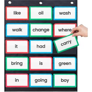 Pocket Chart 17x22 Inch Black <b>Plastic</b> Classroom Flip Chart for Sentence <b>Strips</b> Kids Ages 6-8 - Product Image 1
