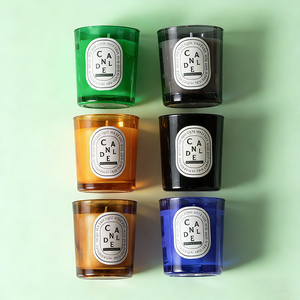 Grosir Wadah Lilin Pijat Silinder Kaca Warna-warni Mewah Buatan Tangan 8oz 10oz 15oz untuk Hari Valentine - Product Image 4